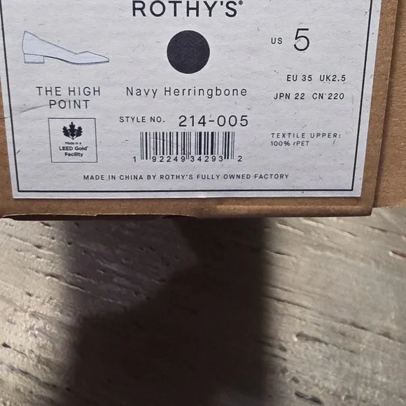 NIB Rothy’s The High Point Navy‎ Herringbone Low block Heels 5 - Picture 6 of 6